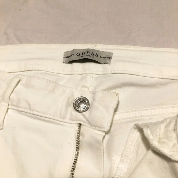 Guess High Rise Flare Distressed Jeans Size 32 White - Picture 3 of 16